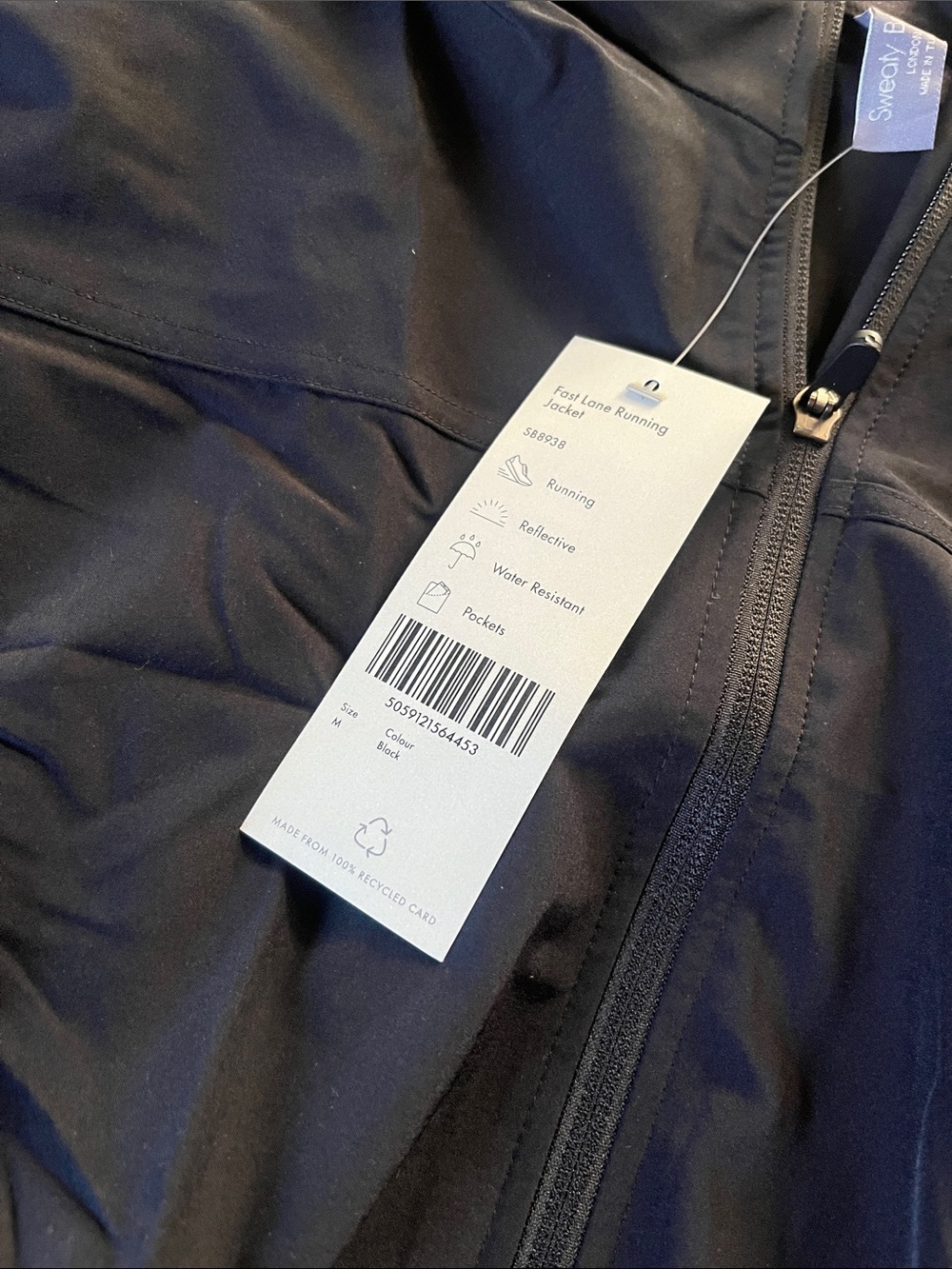 NWT Sweaty Betty Fast Lane Running Jacket | Black | Size Medium - Picture 13 of 13
